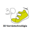 Egy zöld cipő alatta 3D Varrástechnológia felirattal