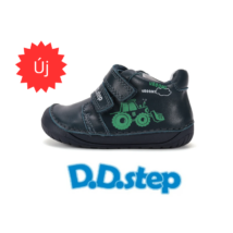 D.D. Step fiú Barefoot-mezítlábas, tavaszi-őszi, átmeneti, magas szárú, valódi bőr, fiú zárt cipő traktor mintával S070-62964A