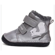 D.D. Step Barefoot (Mezítlábas) ezüst, mókus mintával, kislány, bélelt, bokacipő W070-52214A