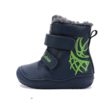 D.D. Step sötétkék, bélelt, valódi bőr, magas szárú zöld kosárlabdás és zöld kosárpalánk mintás fiú bakancs M sorozat