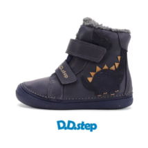 D.D. Step 2 dinós sötétkék fiú, bélelt, téli, valódi bőr bakancs  W078-52785AM