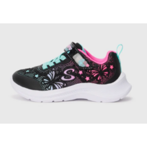 Skechers fekete pillangós, vízlepergetős, vastagabb szivacsozású lány sportcipő 