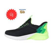 Skechers Microspec Hands-free Slip-ins lime-fekete fiú sportcipő 403890L/BKML