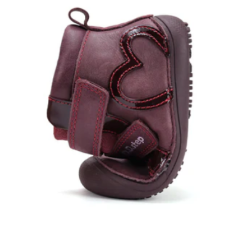 D.D. Step Barefoot (Mezítlábas) Bordó fényes szíves, magas szárú, lány tavaszi-őszi zárt cipő