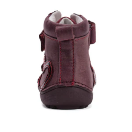 D.D. Step Barefoot (Mezítlábas) Bordó fényes szíves, magas szárú, lány tavaszi-őszi zárt cipő