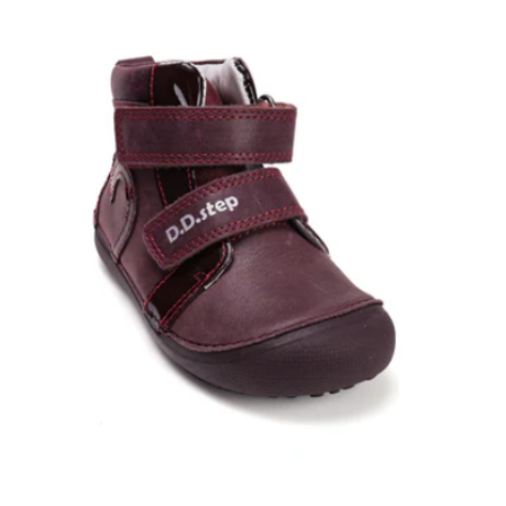 D.D. Step Barefoot (Mezítlábas) Bordó fényes szíves, magas szárú, lány tavaszi-őszi zárt cipő