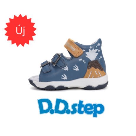 D.D. Step vulkán mintás, kék, fiú, valódi bőr szandál G064-61590AM