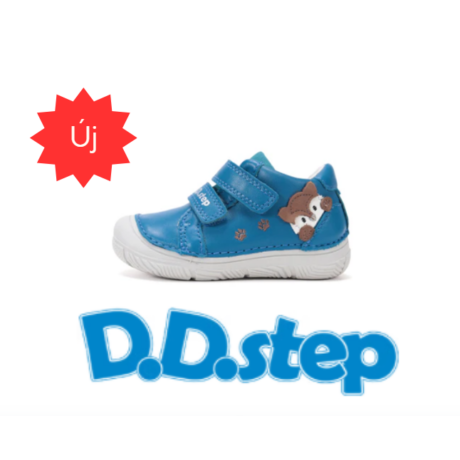 D.D. Step Turquoise fiú, valódi bőr, tavaszi-őszi, átmeneti, zárt cipő mókus mintával S082-61703B