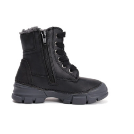 D.D. Step fekete fűzős és cipzáros bakancs W056-52456BL