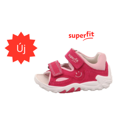 Superfit Flow Pink, pink talpbetétes lány szandál ezüst mosolygós jellel