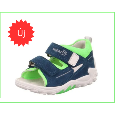 Superfit Flow Blau/hellgrün, sötétzöld kombinálva uv-zöld színnel, velúr bőr és szövet fiú szandál