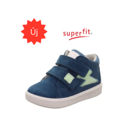 Superfit kék, zöld villámmal fiú, tavaszi-őszi bőr cipő 1-000771-8040