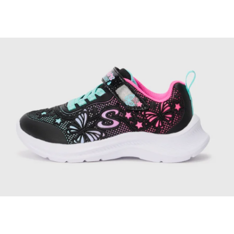 Skechers fekete pillangós, vízlepergetős, vastagabb szivacsozású lány sportcipő 