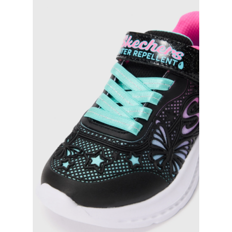Skechers fekete pillangós, vízlepergetős, vastagabb szivacsozású lány sportcipő 