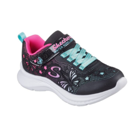 Skechers fekete pillangós, vízlepergetős, vastagabb szivacsozású lány sportcipő 