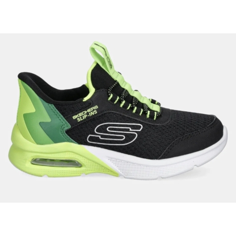 Skechers Microspec Hands-free Slip-ins lime-fekete fiú sportcipő 403890L/BKML