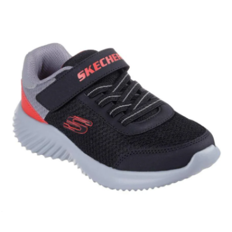 Skechers fekete/piros/szürke gumifüzős, tépőzáras bebújós fiú sportcipő