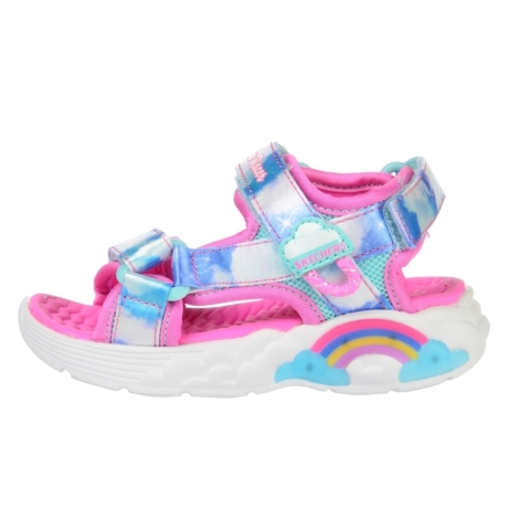 Skechers felhős, szivárványos, villogós, LED-es lány szandál