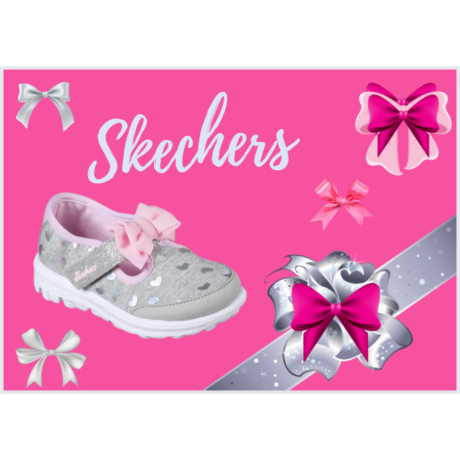 Skechers, Go-walk-Bitty Hearts cipő, melange pink/szürke/ezüstszín  