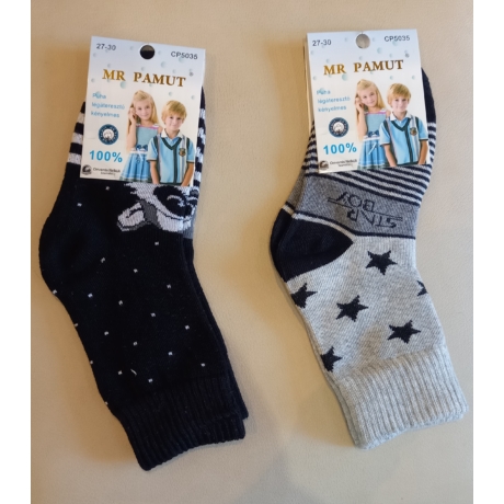 Mr Pamut fiú bokazokni 100% pamut orrvarrás nélküli 27-30 méretben 5db/csomag 1. színkombináció