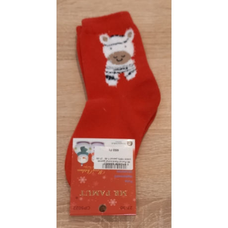 Mr Pamut karácsonyi  zebra mintás piros zokni 27-30 méretben