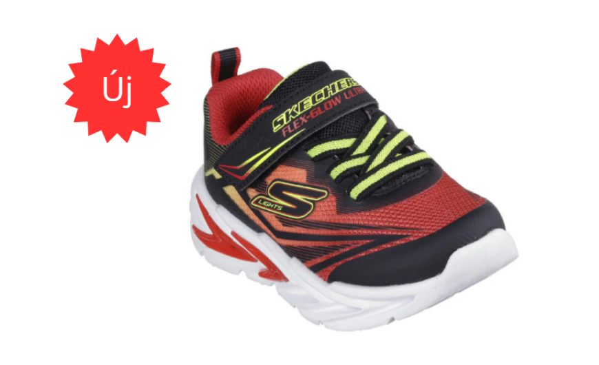 Skechers piros-fekete mintájú fiú sportcipő